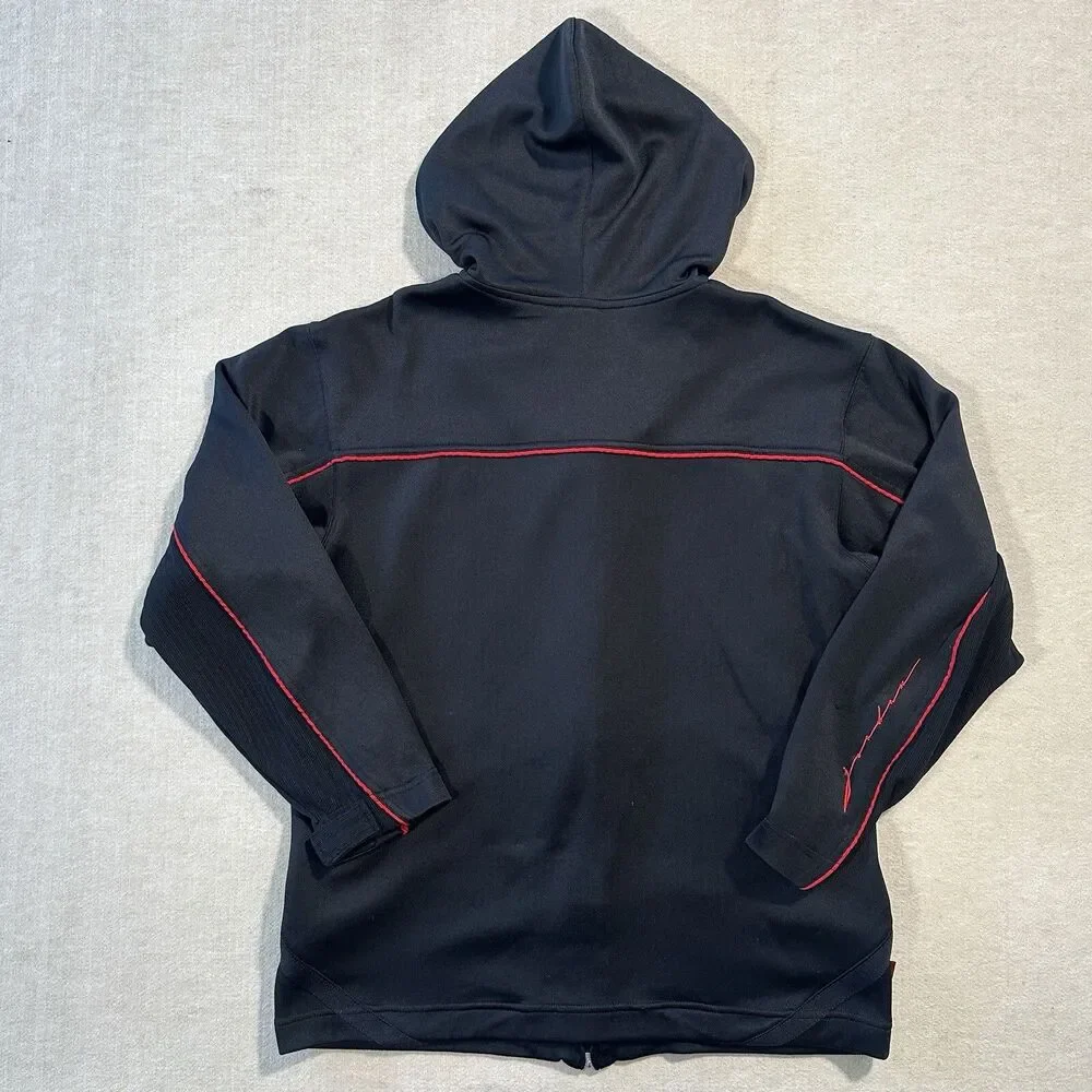 VTG Nike Air Jordan Hoodie Track Jacket Mens L 90s Y2K Black Red 23 Jumpman